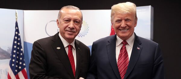 Predsednici Turske i Sjedinjenih Američkih Država Redžep Tajip Erdogan i Donald Tramp na marginama samita G20 u Argentini - Sputnik Srbija