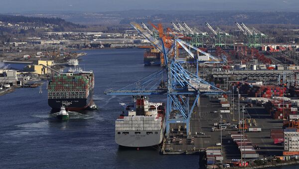 Брод са контејнерима Кејп Кортија у луци у Такоми, америчка држава Вашингтон - Sputnik Србија