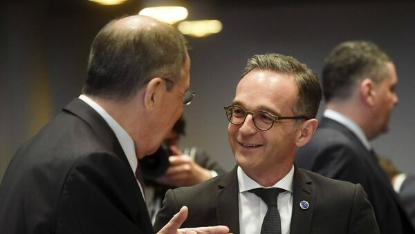 Ministar spoljnih poslova Rusije Sergej Lavrov i ministar spoljnih poslova Nemačke Hajko Mas na sastanku u Helsinkiju - Sputnik Srbija