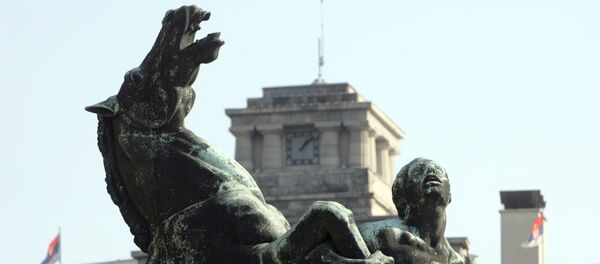 Београд, део скулптуре Играли се коњи врани испред Народне скупштине Београд, део скулптуре Играли се коњи врани испред Народне скупштине - Sputnik Србија