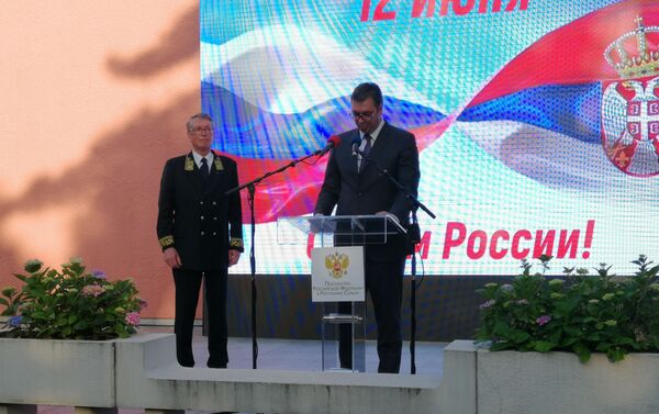 Predsednik Srbije na prijemu u ambasadi Rusije - Sputnik Srbija