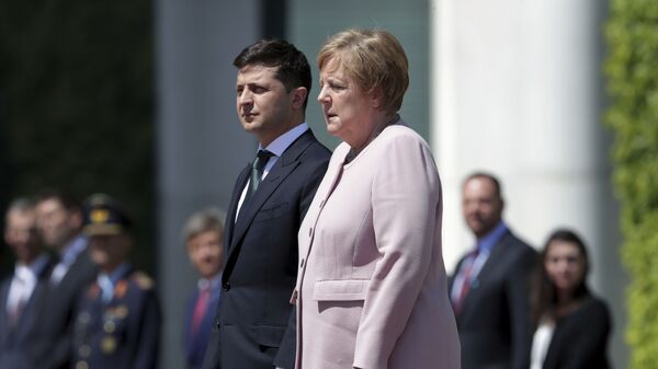 Ангела Меркел и Владимир Зеленски - Sputnik Србија