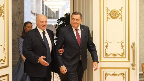 Milorad Dodik sa Aleksandrom Lukašenkom na sastanku u Minsku - Sputnik Srbija