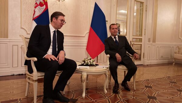 Aleksandar Vučić i Dmitrij Medvedev - Sputnik Srbija