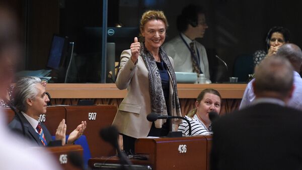 Ministarka spoljnih poslova Hrvatske Marija Pejčinović Burić nakon što je odabrana za novog generalnog sekretara Saveta Evrope u Strazburu - Sputnik Srbija