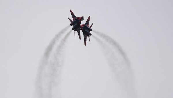 Avioni MiG-29 aero-grupe Striži na Međunarodnom vojno-tehničkom forumu Armija 2019 - Sputnik Srbija