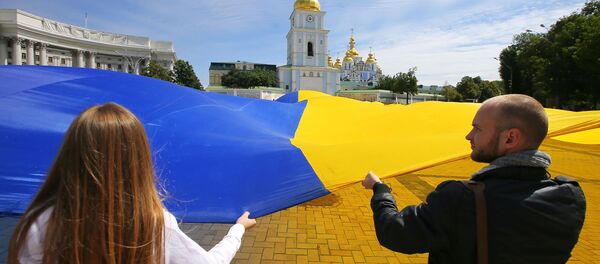 Ukrajinska zastava u Kijevu - Sputnik Srbija