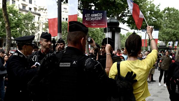 Pripadnici žandarmerije obezbeđuju protest „žutih prsluka“ u Parizu - Sputnik Srbija