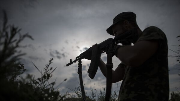 Ukrajinski vojnik iz dobrovoljačkog bataljona Kijev-2 na istoku Ukrajine - Sputnik Srbija
