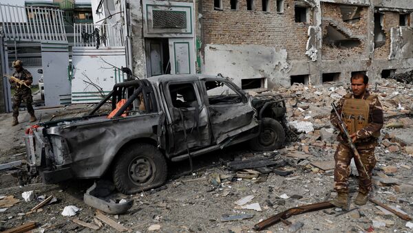 Pripadnici avganistanskih snaga bezbednosti na mestu terorističkog napada u Kabulu u nedelju 29. jula - Sputnik Srbija