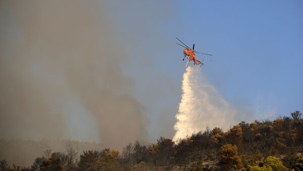 Helikopter gasi požar u Peaniji istočno od Atine - Sputnik Srbija