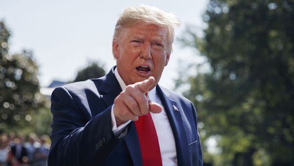 Predsednik Sjedinjenih Američkih Država Donald Tramp ispred Bele kuće u Vašingtonu - Sputnik Srbija