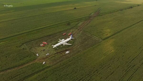 Авион Ербас А321 компаније Урал ерлајнс након принудног слетања у Подмосковљу - Sputnik Србија