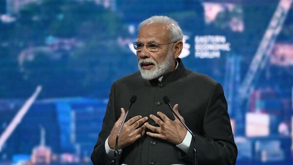 Premijer Indije Narendra Modi govori na Istočnom ekonomskom forumu u Vladivostoku - Sputnik Srbija