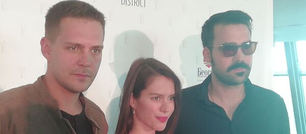 Miloš Biković, Dijana Požarska i Miodrag Radonjić na promociji početka snimanja filma - Sputnik Srbija