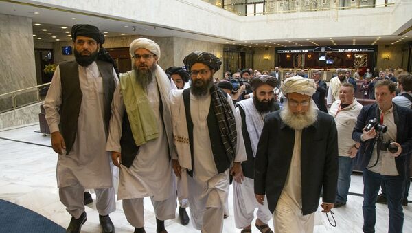 Талибанска делегација у Москви 28. маја 2019, након седме рунде мировних преговора са представницима САД у Катару. - Sputnik Србија