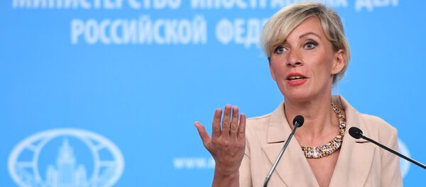 Portparolka Ministarstva spoljnih poslova Rusije Marija Zaharova na redovnom brifingu - Sputnik Srbija