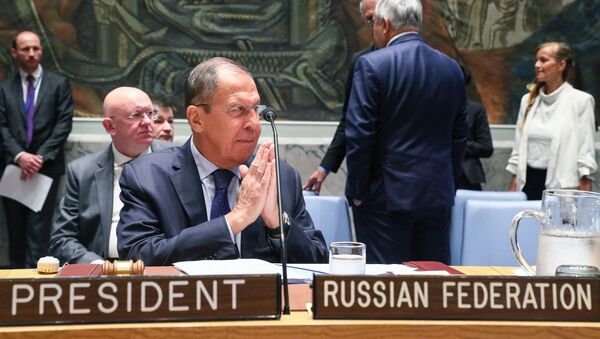 Министар спољних послова Русије Сергеј Лавров на заседању Савета безбедности УН - Sputnik Србија