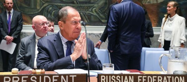 Министар спољних послова Русије Сергеј Лавров на заседању Савета безбедности УН - Sputnik Србија