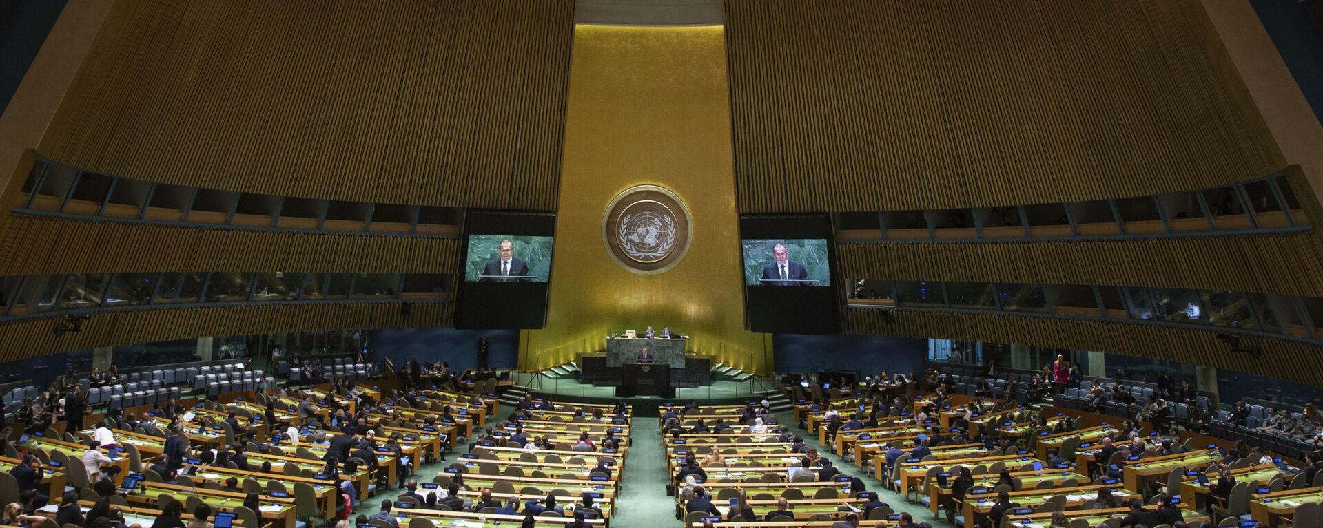Ministar spoljnih poslova Rusije Sergej Lavrov govori na 74. zasedanju Generalne skupštine UN u Njujorku - Sputnik Srbija, 1920, 05.04.2022