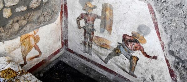 Фреска, на којој је приказана борба гладијатора, Помпеја Фреска, на којој је приказана борба гладијатора, Помпеја - Sputnik Србија