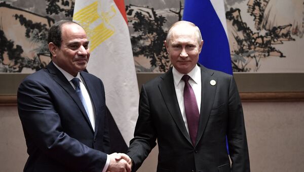 Председници Египта и Русије, Абдел Фатах ел Сиси и Владимир Путин - Sputnik Србија