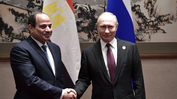 Председници Египта и Русије, Абдел Фатах ел Сиси и Владимир Путин - Sputnik Србија