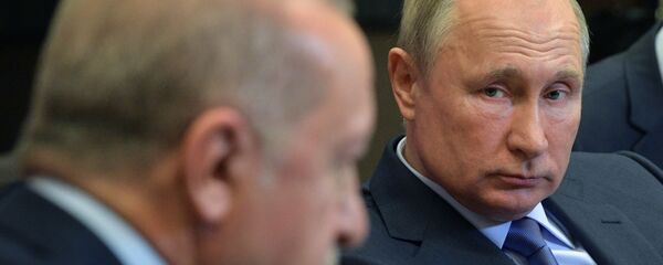 Predsednici Turske i Rusije Redžep Tajip Erdogan i Vladimir Putin na sastanku u Sočiju - Sputnik Srbija