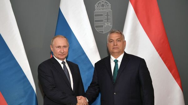 Predsendik Rusije Vladimir Putin i premijer Mađarske Viktor Orban tokom sastanka u Budimpešti - Sputnik Srbija