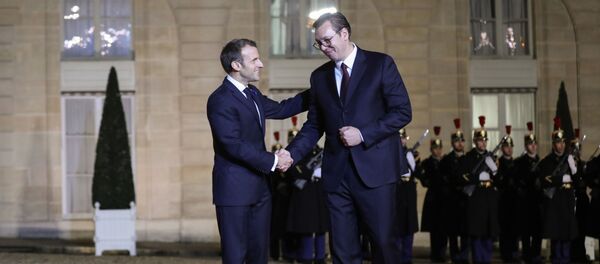Emanuel Makron i Aleksandar Vučić Emanuel Makron i Aleksandar Vučić - Sputnik Srbija