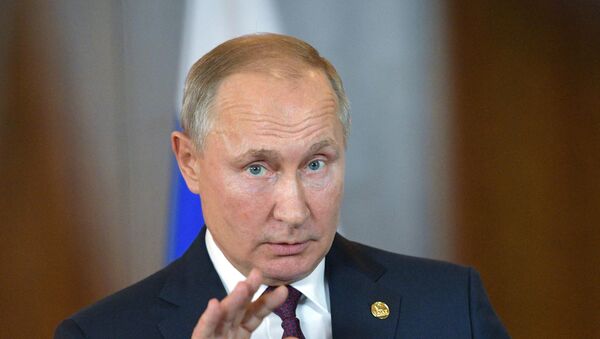 Predsednik Rusije Vladimir Putin na konferenciji za medije nakon samita BRIKS-a - Sputnik Srbija