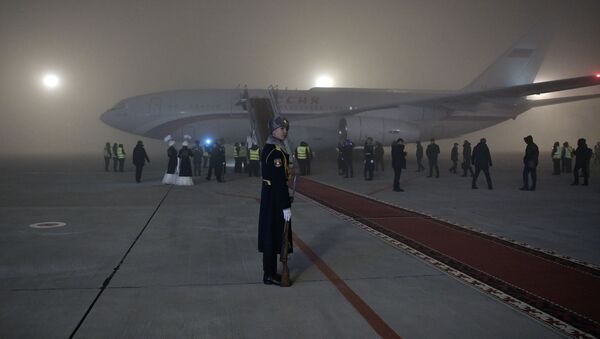Avion predsednik Rusije Vladimira Putina na aerodromu u Biškeku - Sputnik Srbija