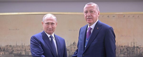 Председници Русије и Турске, Владимир Путин и Реџеп Тајип Ердоган, на састанку у Истанбулу - Sputnik Србија