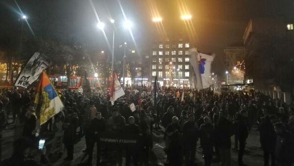 Protest protiv spornog crnogorskog zakona u Beogradu. - Sputnik Srbija