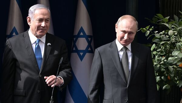 Премијер Израела Нетанијаху и председник Русије Владимир Путин након састанка у Јерусалиму - Sputnik Србија