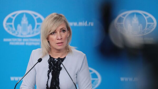 Portparolka Ministarstva spoljnih poslova Rusije Marija Zaharova na redovnom brifingu - Sputnik Srbija