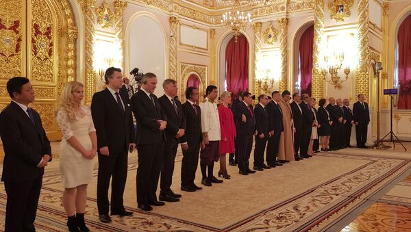  Novi ambasadori stranih zemalja u Rusiji na ceremoniji uručivanja akreditiva predsedniku Rusije Vladimiru Putinu u Kremlju - Sputnik Srbija