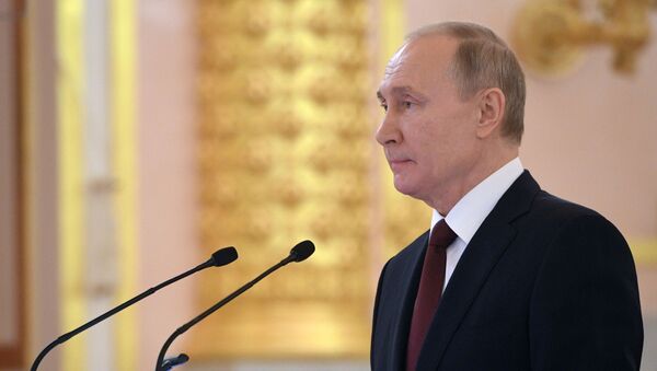 Председник Русије Владимир Путин обраћа се новим амбасадорима страних земаља у Русији - Sputnik Србија