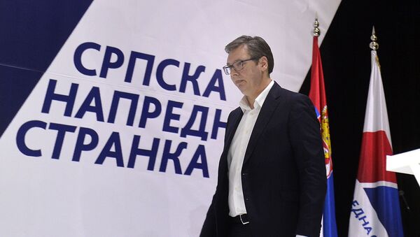 Predsednik SNS Aleksandar Vučić na sednici Glavnog odbora Srpske napredne stranka (SNS) u Kombank areni - Sputnik Srbija