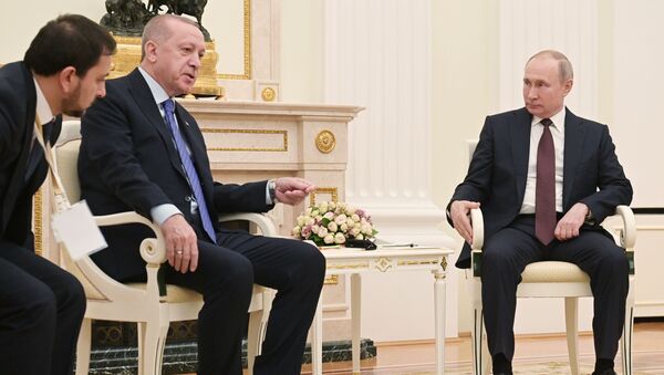 Председник Русије Владимир Путин и председник Турске Реџеп Тајип Ердоган у Москви - Sputnik Србија