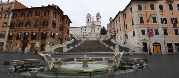 Празна Улица Кондоти са чувеним Шпанским степеницама у Риму Празна Улица Кондоти са чувеним Шпанским степеницама у Риму - Sputnik Србија