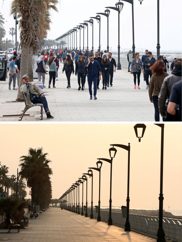 Шеталиште Корниче у Бејруту, пре 15. марта 2020. године и после њега. - Sputnik Србија