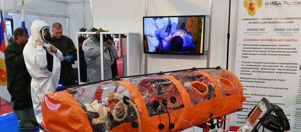 Štand Ruske medicinske korporacije LLC na međunarodnom vojno-tehničkom forumu Armija 2019 u Izložbeno-konferencijskom centru Patriot. - Sputnik Srbija