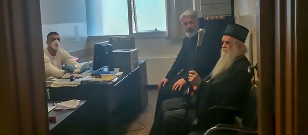 Митрополит Амфилохије на саслушању Митрополит Амфилохије на саслушању - Sputnik Србија