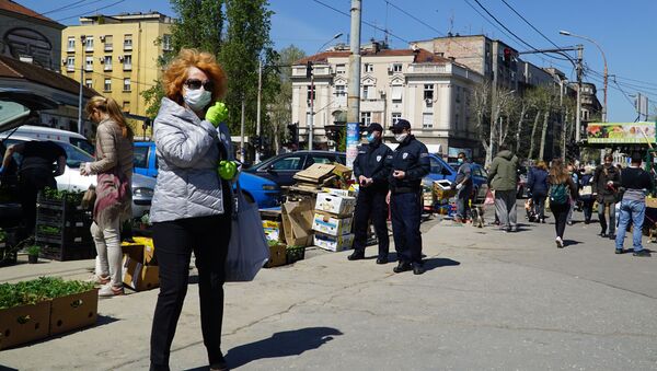 Комунална полиција испред Бајлонијеве пијаце - Sputnik Србија