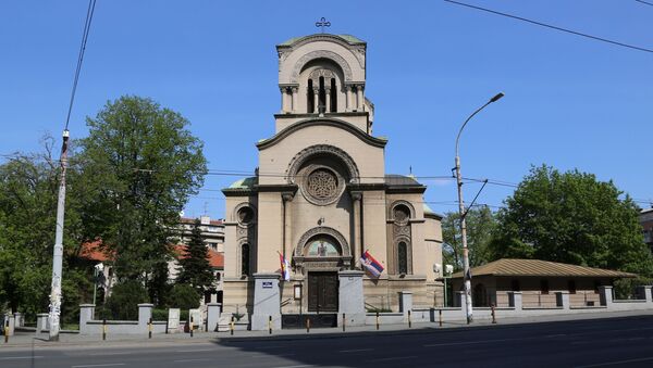  Црква Светог Александра Невског у Београду за време полицијског часа - Sputnik Србија