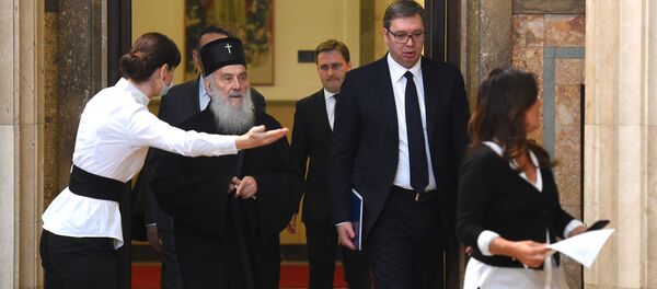 Патријарх Иринеј и Александар Вучић Патријарх Иринеј и Александар Вучић - Sputnik Србија