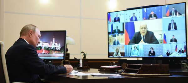 Председник Владимир Путин и премјер Михаил Мишустин - Sputnik Србија