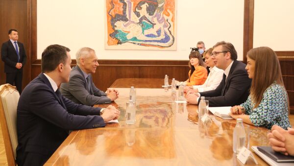 Sastanak predsednika Srbije Aleksandra Vučića i ambasadora Ruske Federacije Aleksandra Bocan-Harčenka - Sputnik Srbija