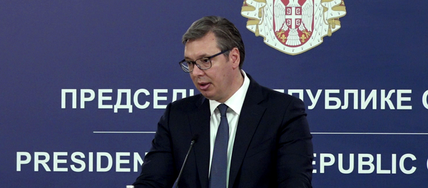 Председник Србије Александар Вучић у згради Председништва Председник Србије Александар Вучић у згради Председништва - Sputnik Србија